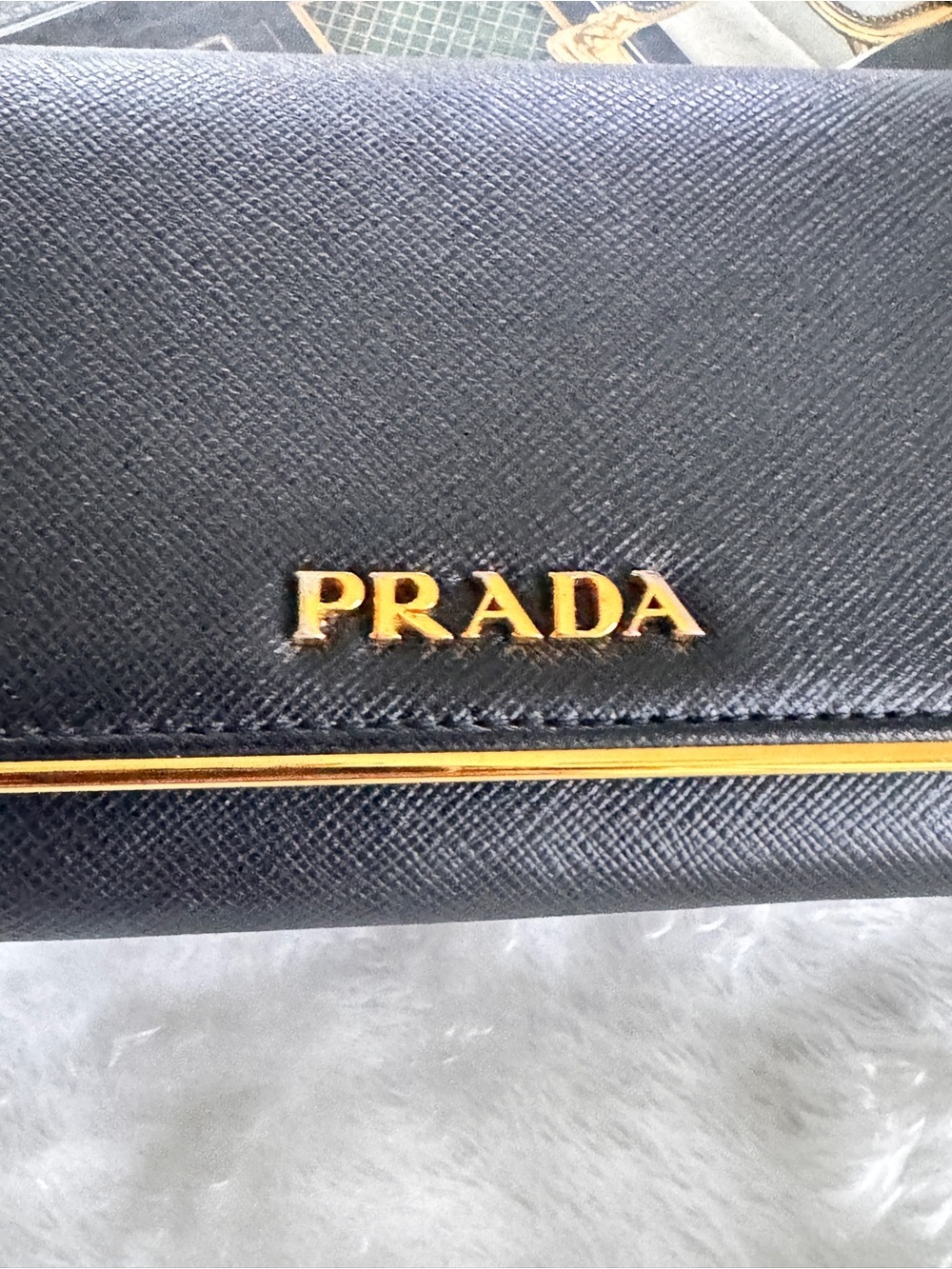 Authentic Prada Black Saffiano Leather Shoulder Bag with Gold Chain - Picture 10 of 14